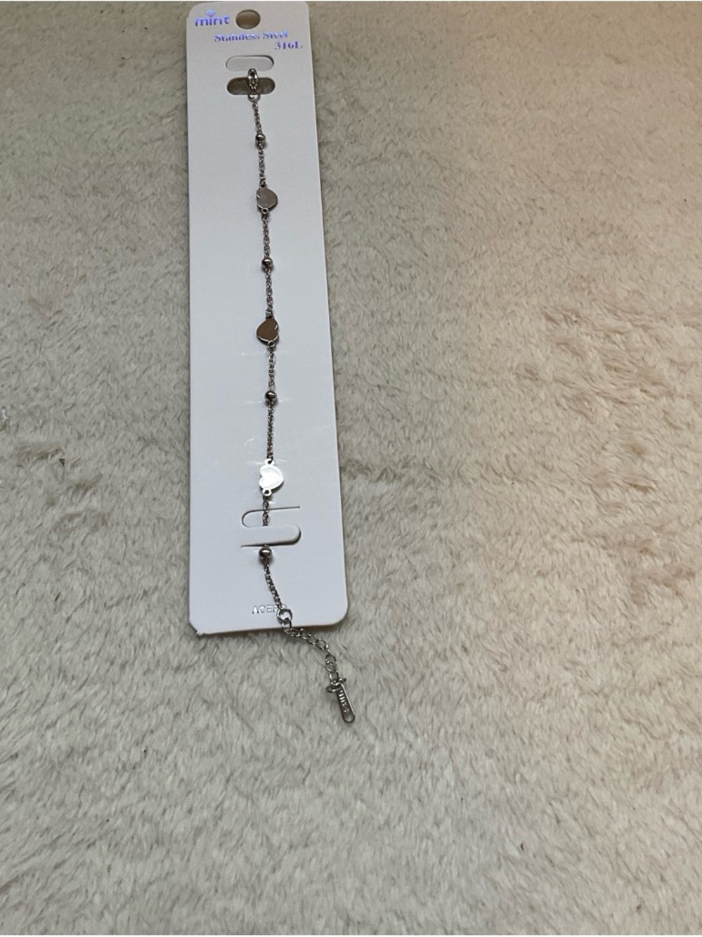 Mint Silver Heart Station Bracelet